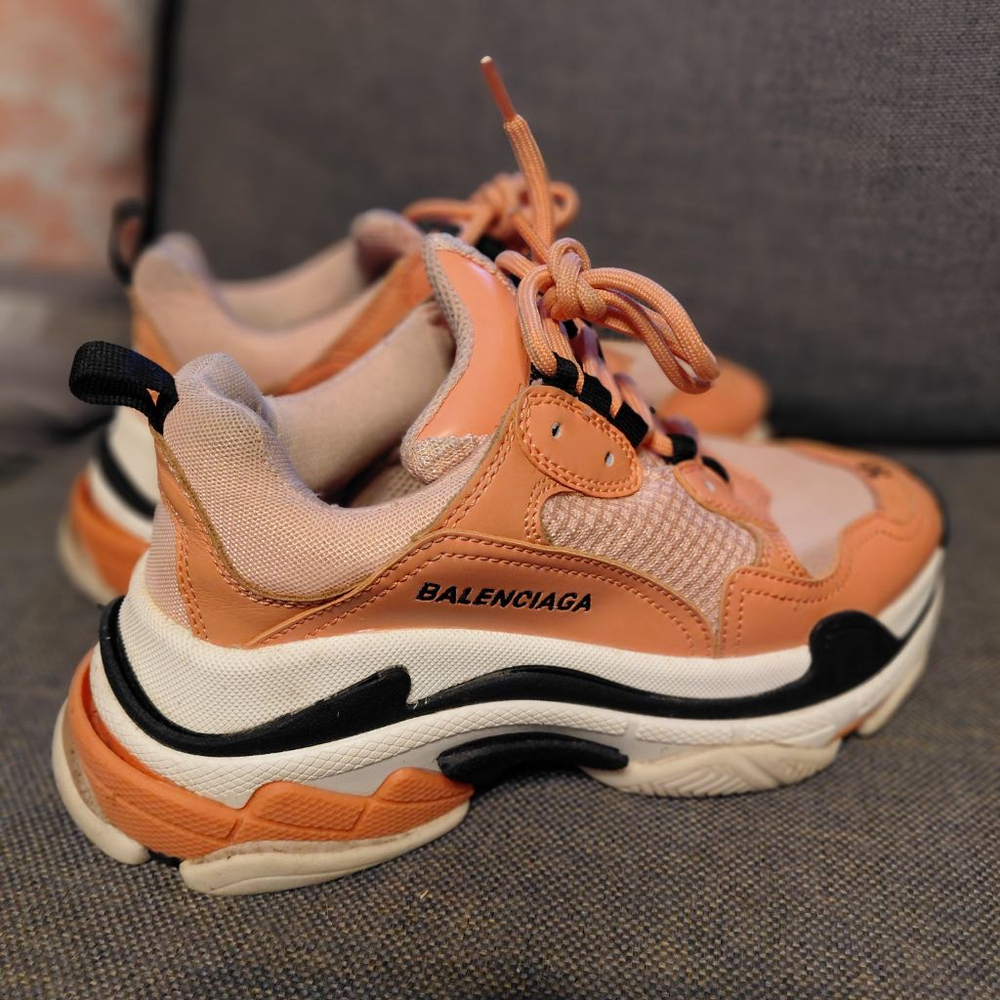 Women's Balenciaga Triple S Sneakers US 7.5 (EU 38) Orange Black White - Picture 8 of 9